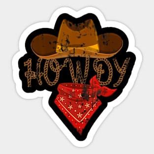 Western Cowboy Howdy Fit Short Sleeve Black Polyester Cotton Sticker